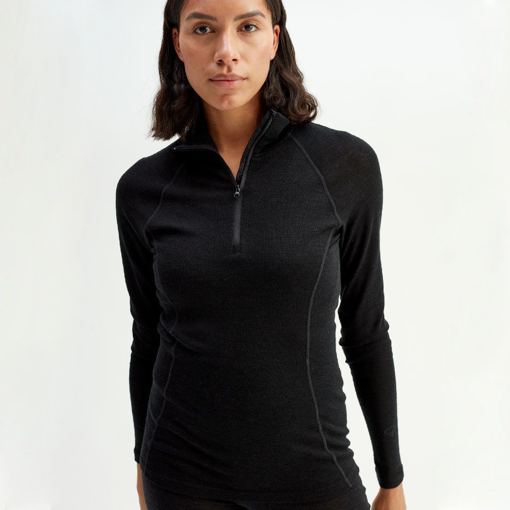 Sport wool top wmn, Black Mel, hi-res